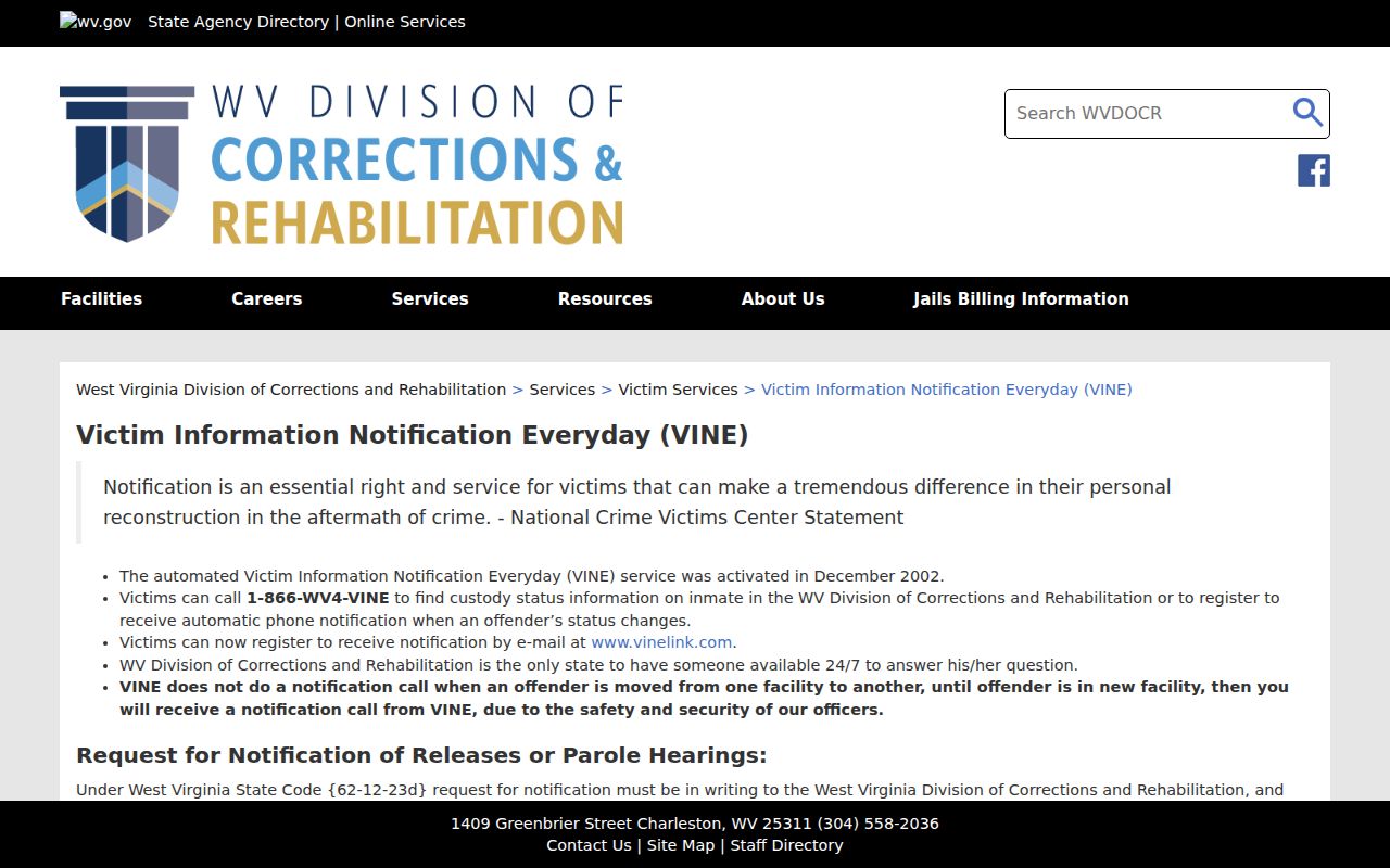 VINE custody notifications for Pocahontas County arrest records