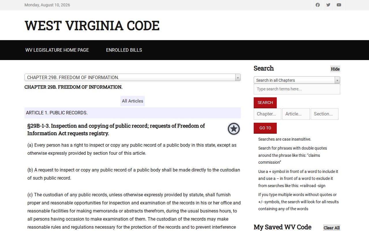 Durbin criminal records FOIA access procedure in Pocahontas County