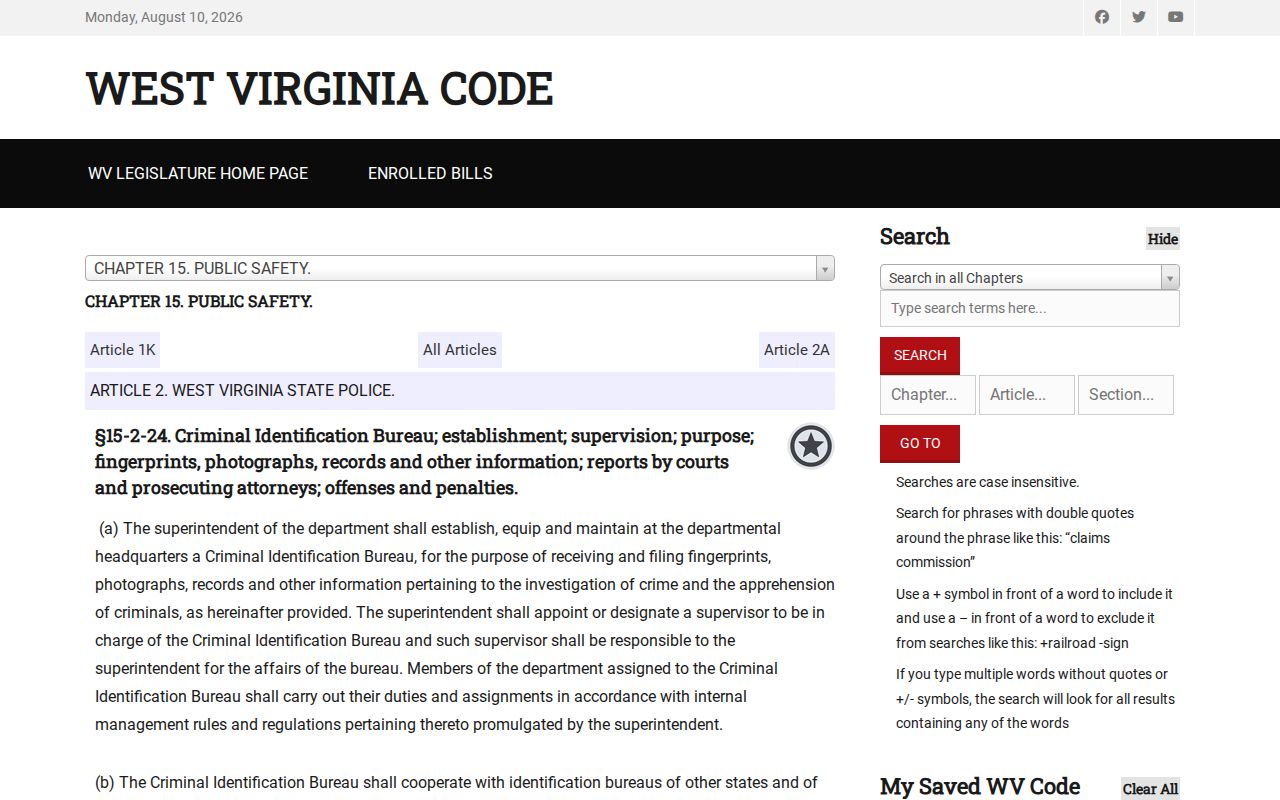 Hillsboro criminal records in Pocahontas County and West Virginia Criminal Identification Bureau law