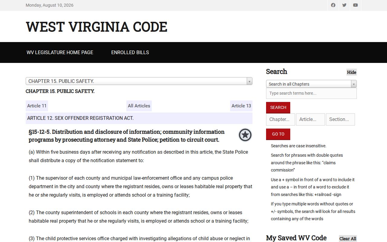 Pocahontas County registry profile disclosure law